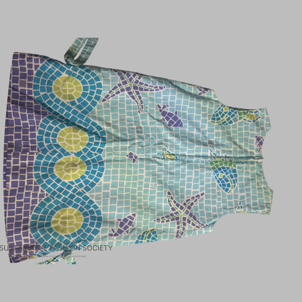 Lilly Pulitzer Girls Blue Purple Mosaic Sea Life Shift Dress Lace Trim 4T - Picture 7 of 8